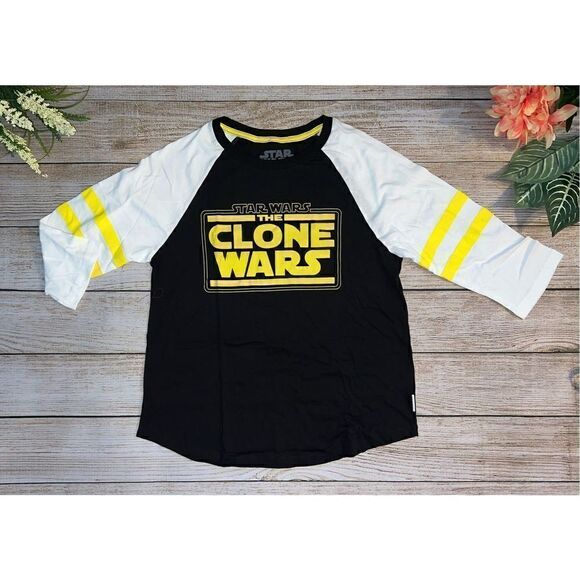 Star Wars: The Clone Wars Striped Sleeve Women's Raglan T-Shirt (Small) - Picture 2 of 4